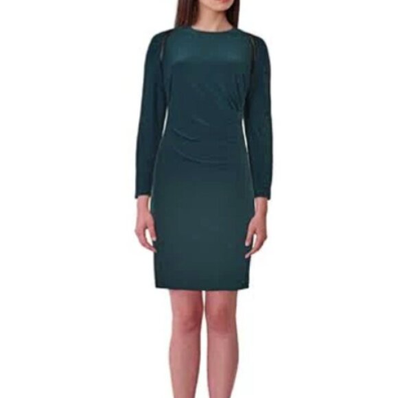 Lauren Ralph Lauren Dresses & Skirts - Lauren Ralph Lauren Women's Jonni Faux Leather Trim Gathered Sheath Dress Size 4